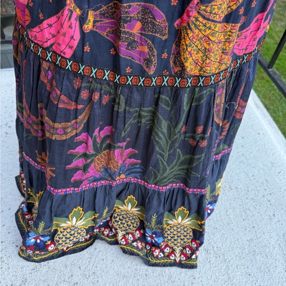 NWT Farm Rio mixed rainbow bird embroidered long sleeve dress Size XL - Picture 8 of 17